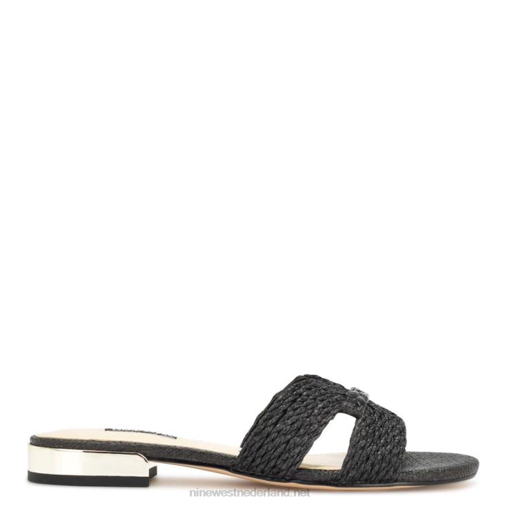 Irenie sandalen met platte slede Nine West 62LB64 zwart