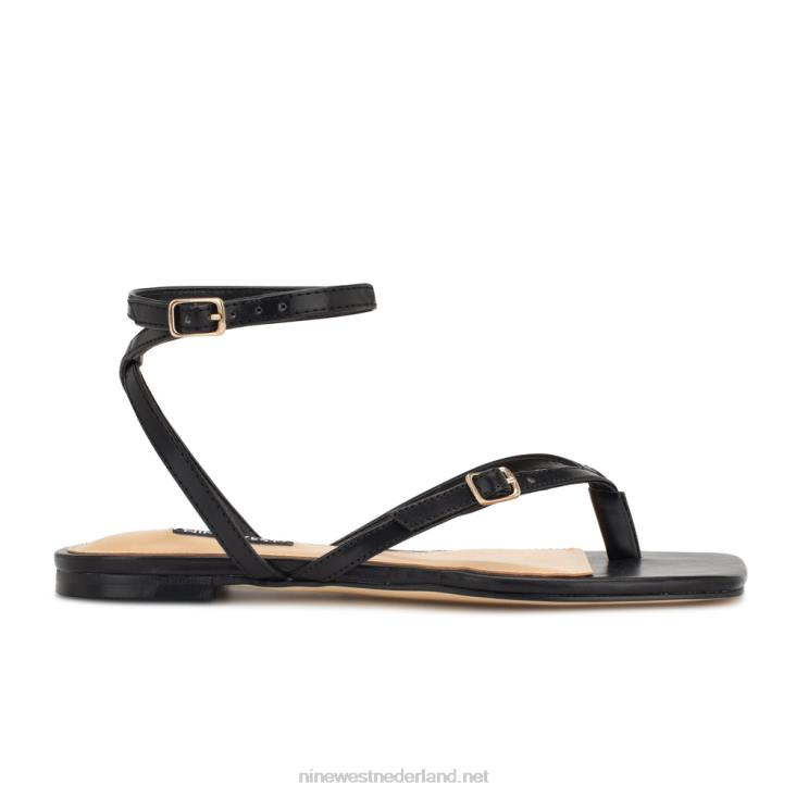 Nelson enkel wrap platte sandalen Nine West 62LB37 zwart