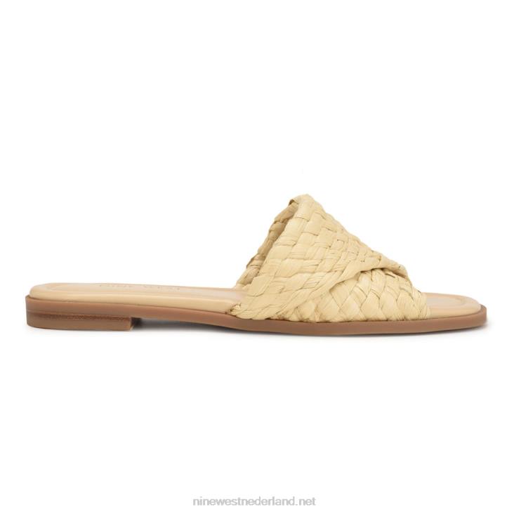 havah sandalen met platte slee Nine West 62LB49 natuurlijk