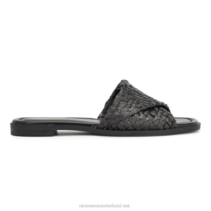 havah sandalen met platte slee Nine West 62LB51 zwart