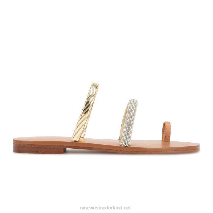 mavis sandalen met platte slede Nine West 62LB3 natuurlijk goud kristal