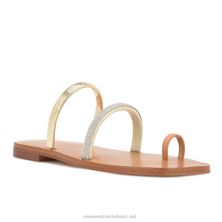 mavis sandalen met platte slede Nine West 62LB3 natuurlijk goud kristal