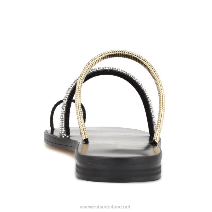 mavis sandalen met platte slede Nine West 62LB4 zwart goud kristal