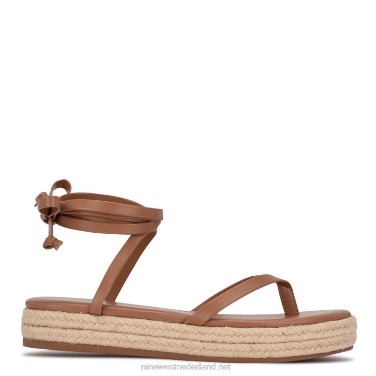 monee enkel wrap platte sandalen Nine West 62LB98 natuurlijk