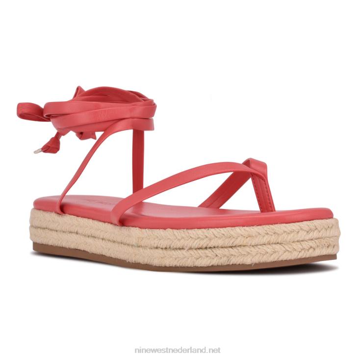 monee enkel wrap platte sandalen Nine West 62LB99 koraal
