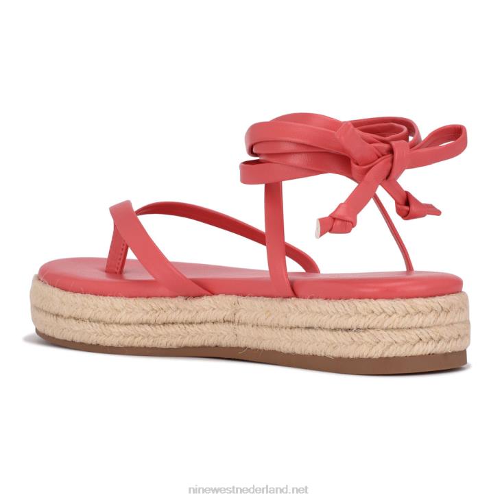 monee enkel wrap platte sandalen Nine West 62LB99 koraal
