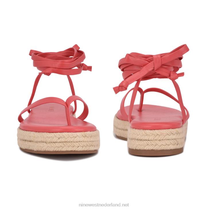monee enkel wrap platte sandalen Nine West 62LB99 koraal
