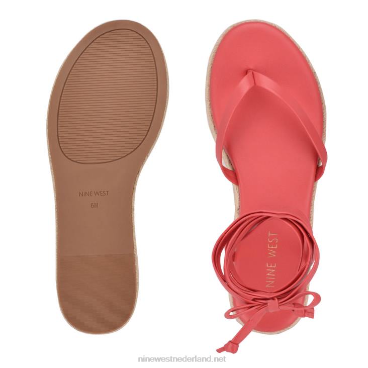 monee enkel wrap platte sandalen Nine West 62LB99 koraal