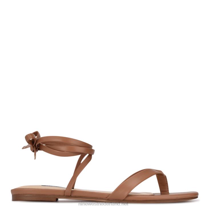 nieuws platte enkelband sandalen Nine West 62LB124 natuurlijk