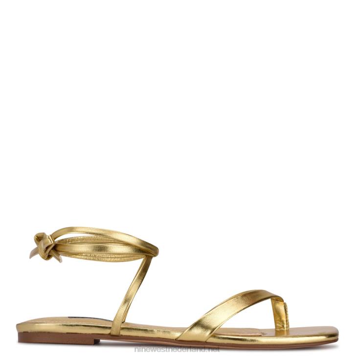 nieuws platte enkelband sandalen Nine West 62LB125 goud