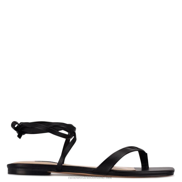 nieuws platte enkelband sandalen Nine West 62LB126 zwart