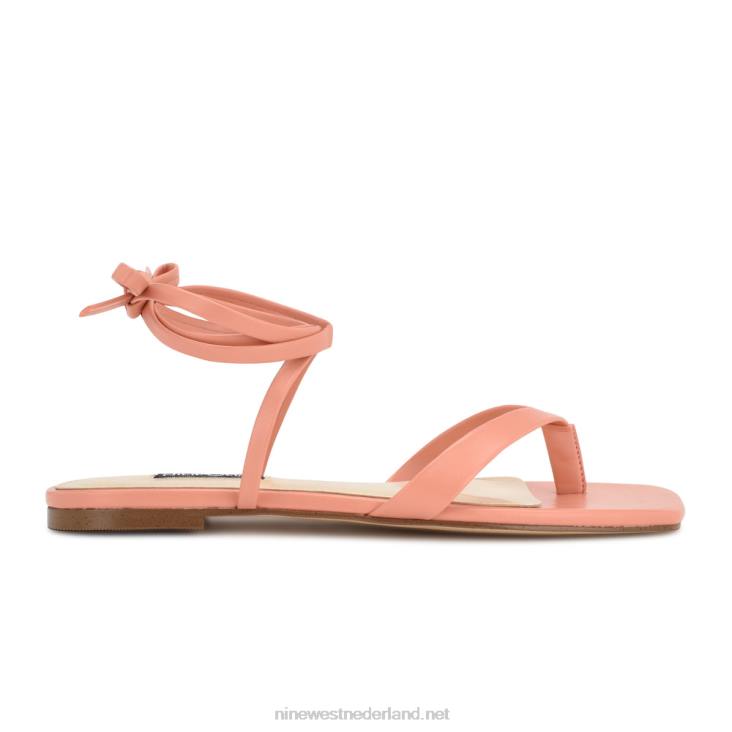nieuws platte enkelband sandalen Nine West 62LB14 perzik