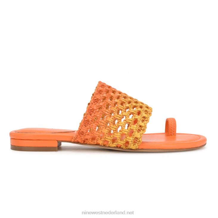 nolah sandalen met platte slede Nine West 62LB33 oranjegele ombre