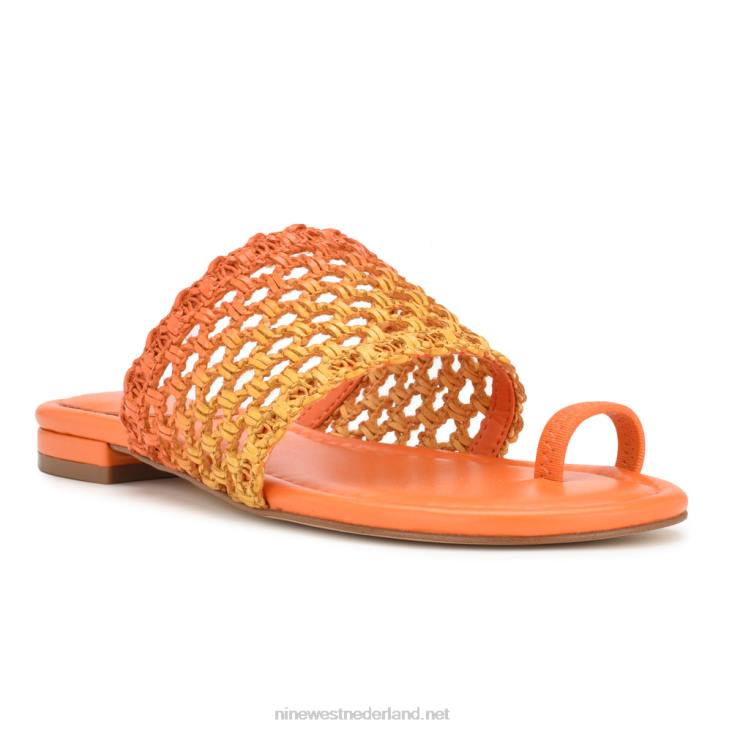 nolah sandalen met platte slede Nine West 62LB33 oranjegele ombre
