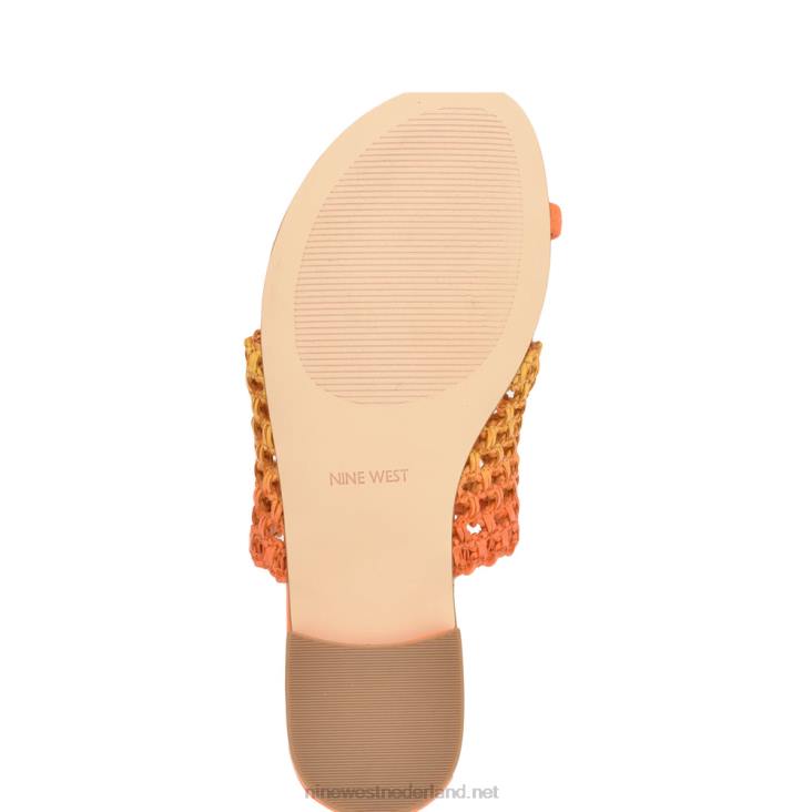 nolah sandalen met platte slede Nine West 62LB33 oranjegele ombre