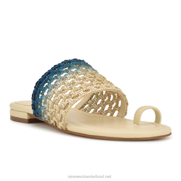 nolah sandalen met platte slede Nine West 62LB34 creme blauwe ombre
