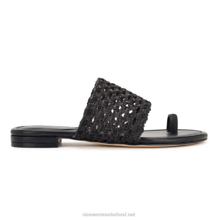 nolah sandalen met platte slede Nine West 62LB35 zwart geweven