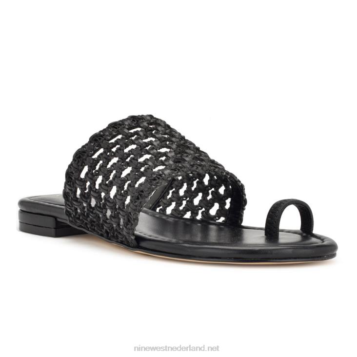 nolah sandalen met platte slede Nine West 62LB35 zwart geweven