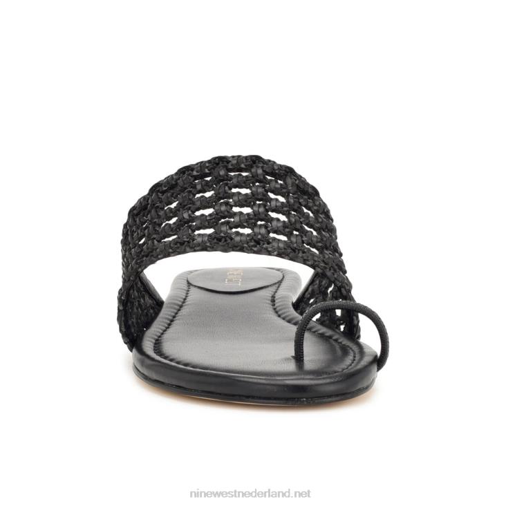 nolah sandalen met platte slede Nine West 62LB35 zwart geweven