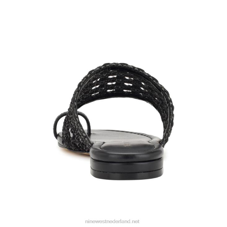 nolah sandalen met platte slede Nine West 62LB35 zwart geweven