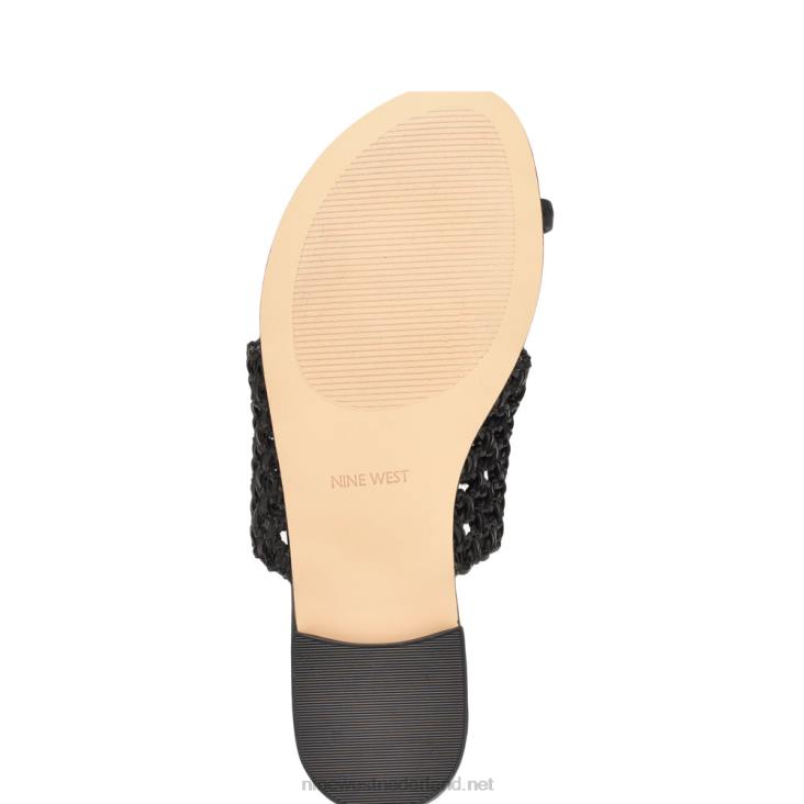 nolah sandalen met platte slede Nine West 62LB35 zwart geweven