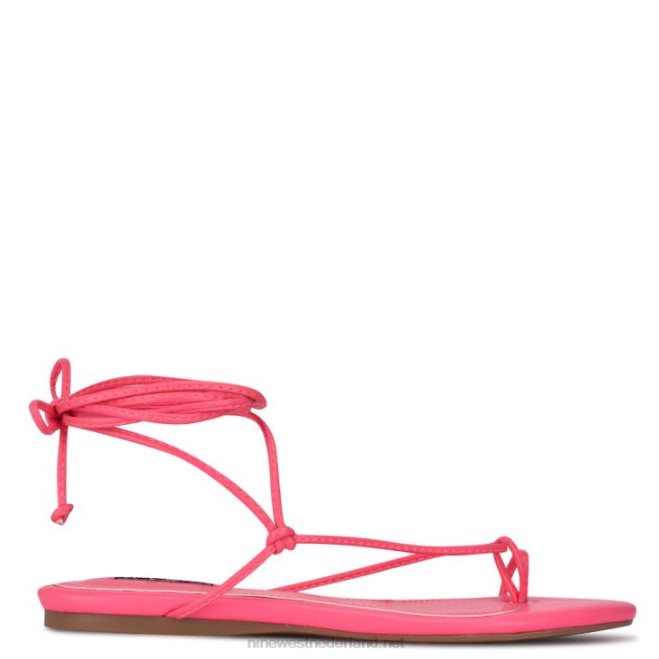 pansie platte sandalen met enkelomslag Nine West 62LB108 miami-roze