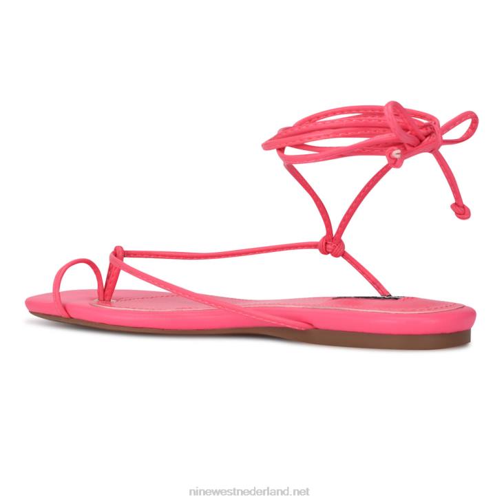 pansie platte sandalen met enkelomslag Nine West 62LB108 miami-roze