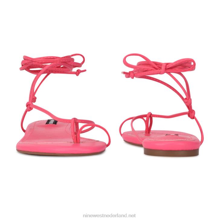 pansie platte sandalen met enkelomslag Nine West 62LB108 miami-roze
