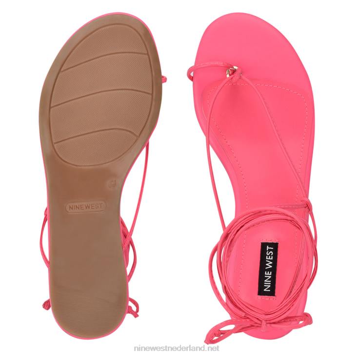 pansie platte sandalen met enkelomslag Nine West 62LB108 miami-roze