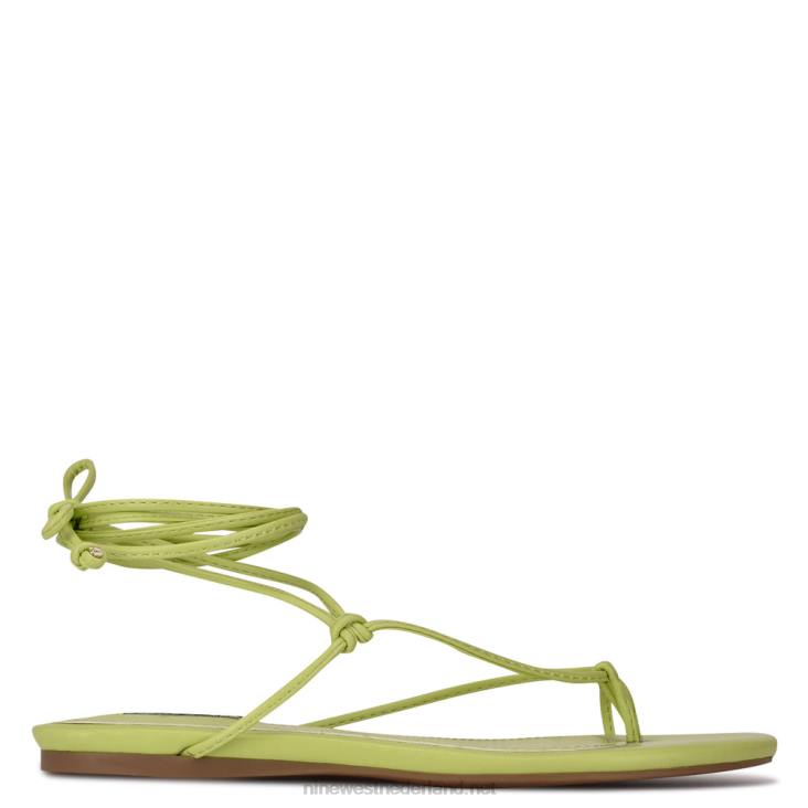 pansie platte sandalen met enkelomslag Nine West 62LB109 neon limoen