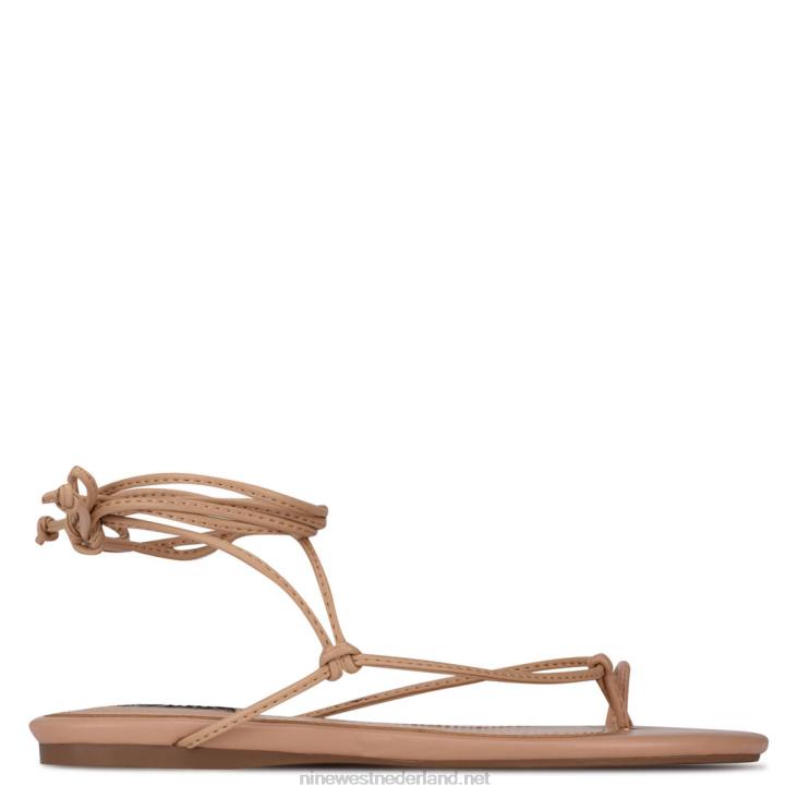 pansie platte sandalen met enkelomslag Nine West 62LB111 warme blos