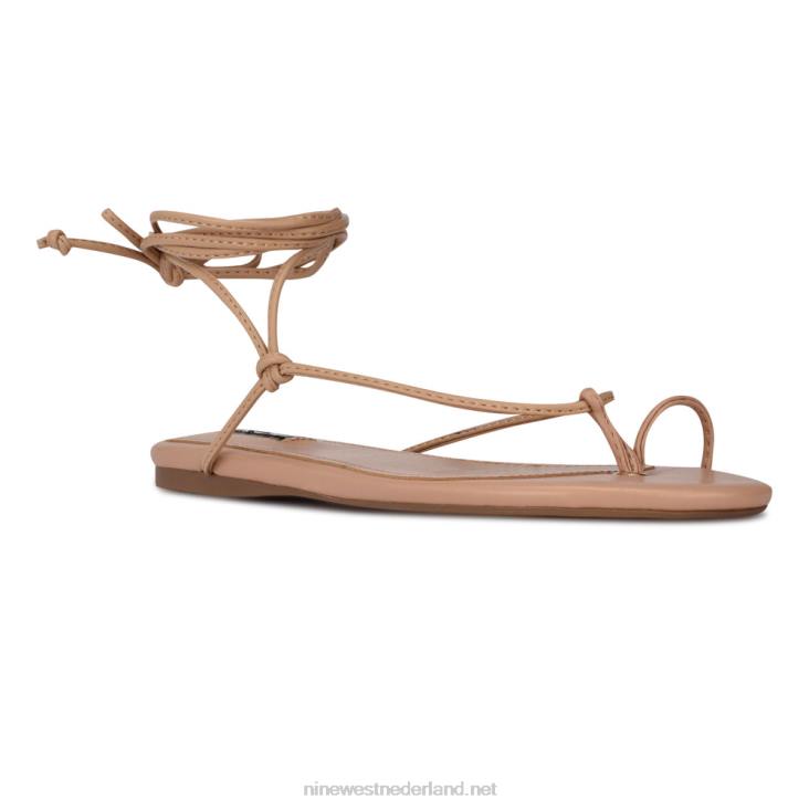pansie platte sandalen met enkelomslag Nine West 62LB111 warme blos