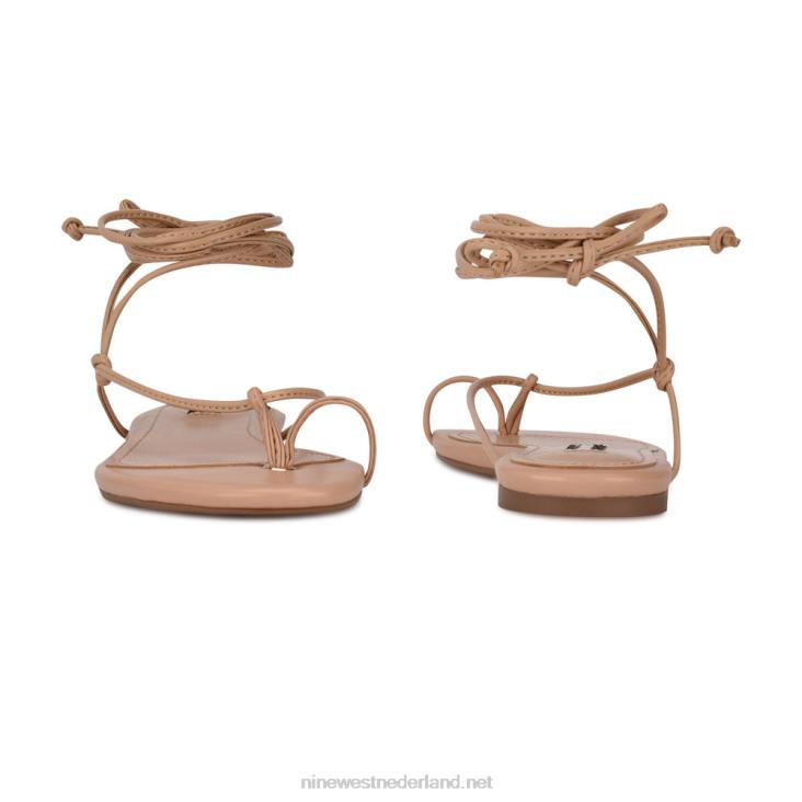 pansie platte sandalen met enkelomslag Nine West 62LB111 warme blos