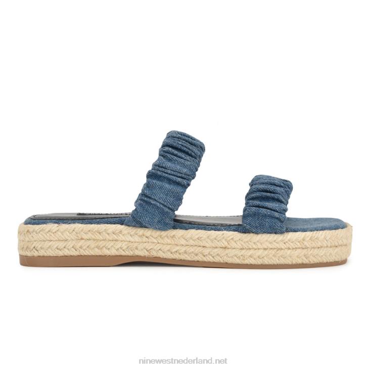 pauw espadrille platte sandalen Nine West 62LB42 blauw spijkerstof