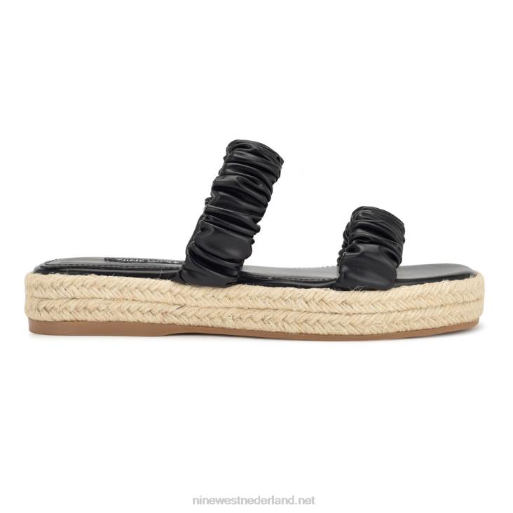 pauw espadrille platte sandalen Nine West 62LB44 zwart