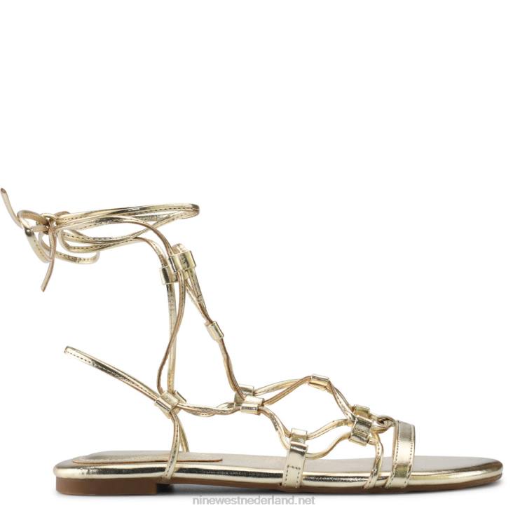 platte sandalen met enkelbandjes en knopen Nine West 62LB65 platina