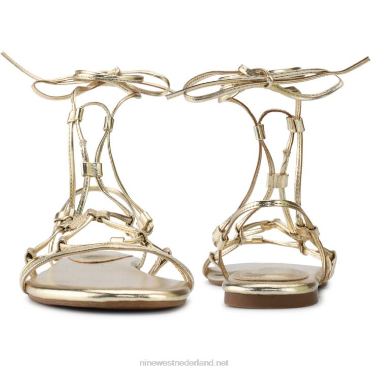 platte sandalen met enkelbandjes en knopen Nine West 62LB65 platina