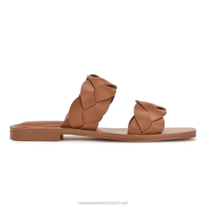 royale sandalen met platte slede Nine West 62LB1 donker naturel geweven