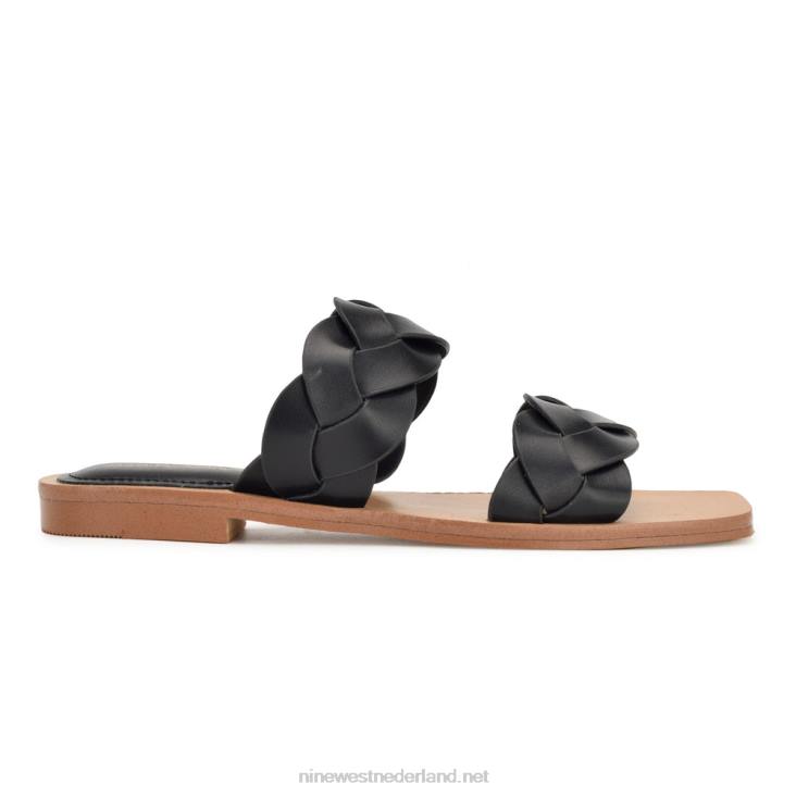 royale sandalen met platte slede Nine West 62LB2 zwart geweven