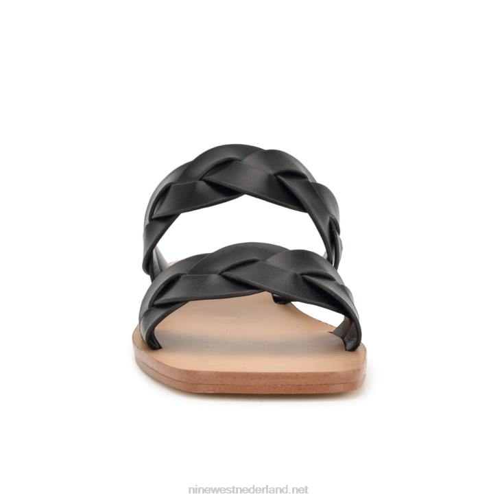 royale sandalen met platte slede Nine West 62LB2 zwart geweven