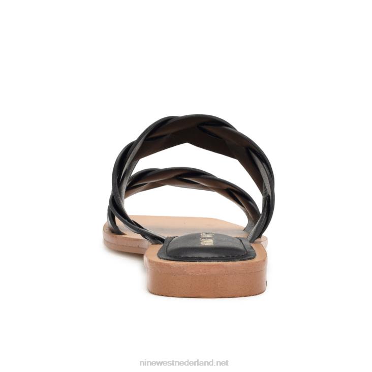 royale sandalen met platte slede Nine West 62LB2 zwart geweven