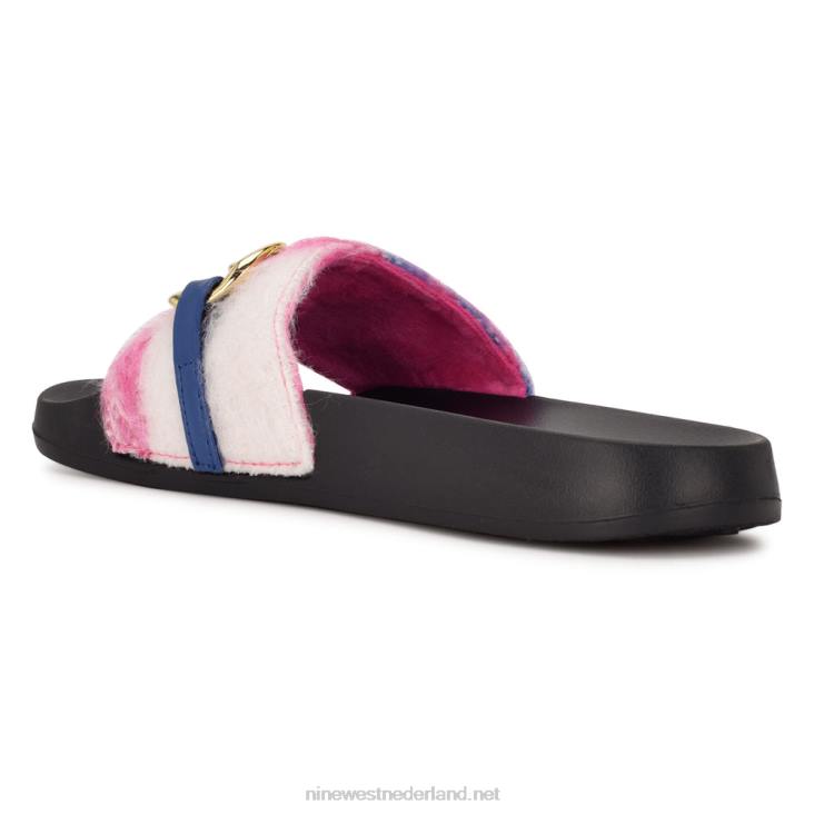 slinks sandalen met platte slede Nine West 62LB69 meervoudig geruit