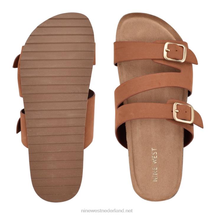 sommie sandalen met platte slee Nine West 62LB85 rijke koffie