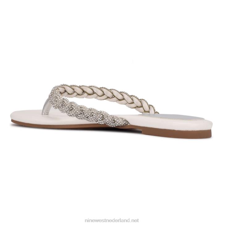 tinee sandalen met platte slede Nine West 62LB116 wit satijn
