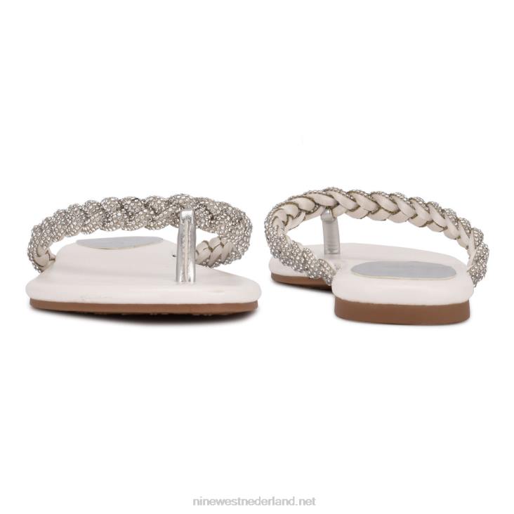 tinee sandalen met platte slede Nine West 62LB116 wit satijn