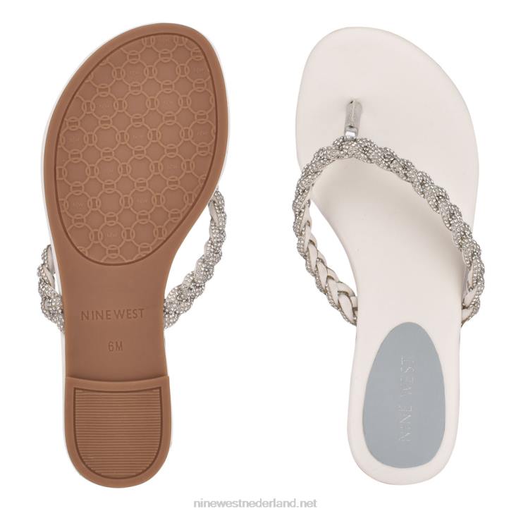 tinee sandalen met platte slede Nine West 62LB116 wit satijn