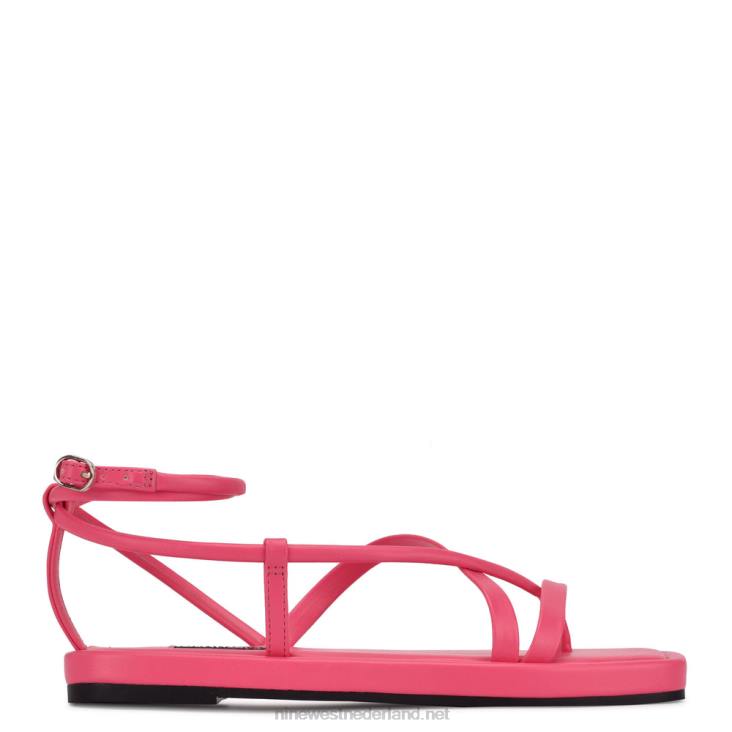 waren platte sandalen met bandjes Nine West 62LB117 wauw roze