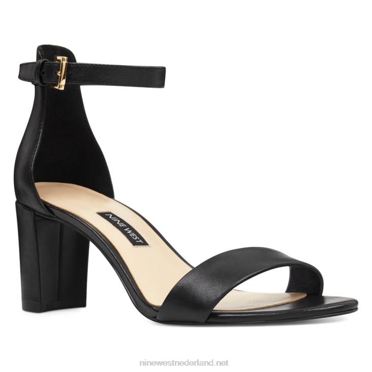 pruce sandalen met enkelbandje en blokhak Nine West 62LB2360 zwart leer