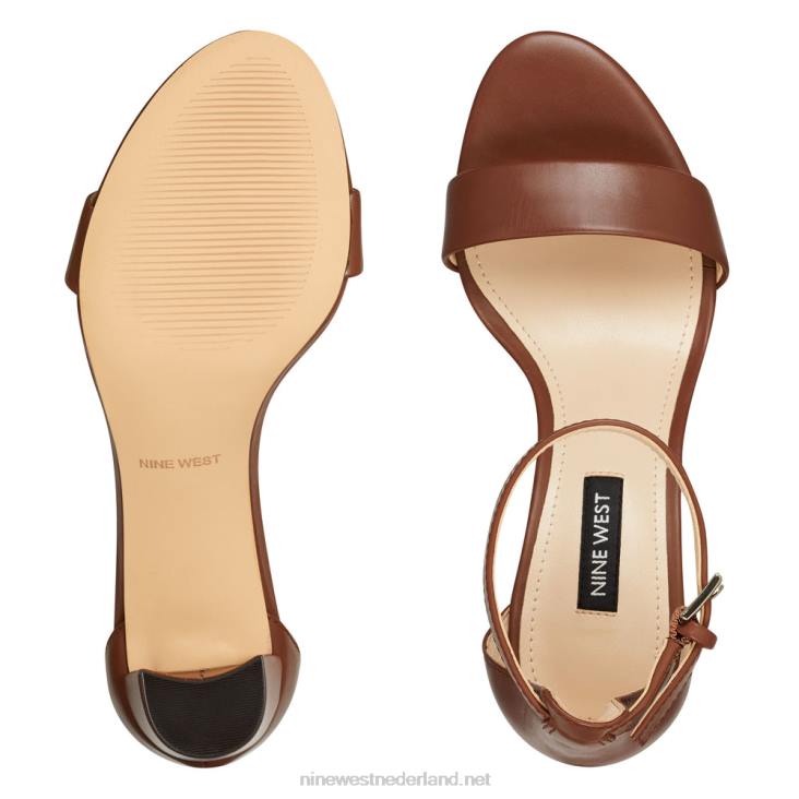 pruce sandalen met enkelbandje en blokhak Nine West 62LB2406 donkerbruin leer