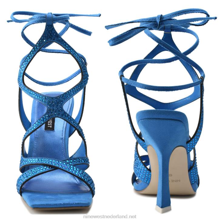 Alanah sandalen met enkelbandjes en hakken Nine West 62LB488 blauw